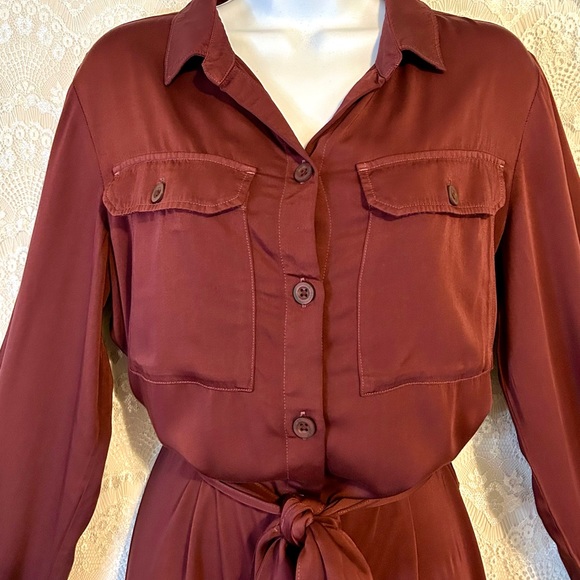 NWT Side Stitch Los Angeles, Burgundy, Button Down Shirt Dress- XS - Picture 3 of 8